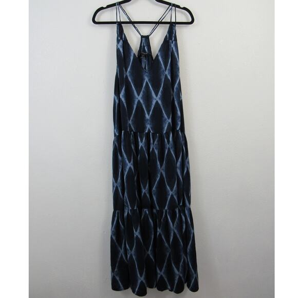 Banana Republic Petite Large Tiered Maxi Dress Blue White Tie Dye Pattern - Picture 2 of 8